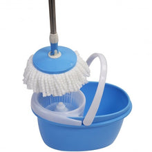 Load image into Gallery viewer, Rotating Head Easy Magic Floor Mop Bucket 2 Heads Microfiber Spin Spinning-blue
