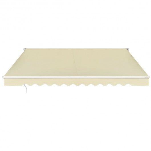 Outdoor Manual Retractable Awning Cover Shelter Patio Sun Shade-Beige