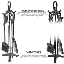 Load image into Gallery viewer, 5 pcs Stylish Black Iron Fireplace Tools Set
