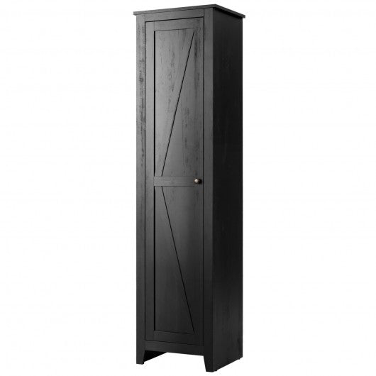 Linen Tower Bathroom Storage Cabinet Tall Slim Side Organizer with Shelf-Black