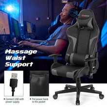 Load image into Gallery viewer, Reclining Swive Massage Gaming Chair-Gray
