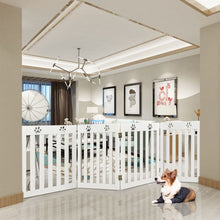 Load image into Gallery viewer, 24&quot; Folding Wooden Freestanding Pet Gate Dog Gate with 360° Hinge -White
