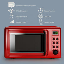 Load image into Gallery viewer, 700W Glass Turntable Retro Countertop Microwave Oven-Red
