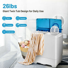 Load image into Gallery viewer, 26 Pound Portable Semi-automatic Washing Machine with Built-in Drain Pump-Blue
