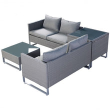 Load image into Gallery viewer, 4 pcs Rattan Patio Sofa Cushioned Seat
