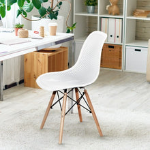 Load image into Gallery viewer, 4 Pcs Modern Plastic Hollow Chair Set with Wood Leg-White
