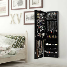 Load image into Gallery viewer, Wall and Door Mounted Mirrored Jewelry Cabinet with Lights-Black
