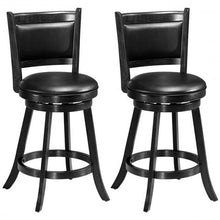 Load image into Gallery viewer, 2 Pieces 24 Inches Swivel Counter Stool Dining Chair Upholstered Seat-Black
