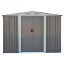 Load image into Gallery viewer, 8x8 ft Outdoor Garden Galvanized Steel Storage Shed with Sliding Door-Gray
