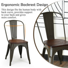 Load image into Gallery viewer, Set of 4 Stackable Tolix Style Metal Wood Dining Chair-Gun
