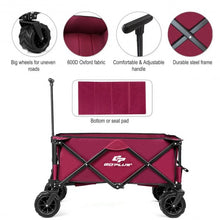 Load image into Gallery viewer, Collapsible Outdoor Utility Garden Trolley Folding Wagon-Wine
