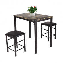 Load image into Gallery viewer, 3 Piece Counter Height Dining Set Faux Marble Table
