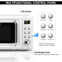 Load image into Gallery viewer, 700W Glass Turntable Retro Countertop Microwave Oven-White
