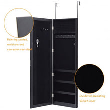 Load image into Gallery viewer, Wall Door Mounted Magnetic Mirrored Jewelry Cabinet-Black
