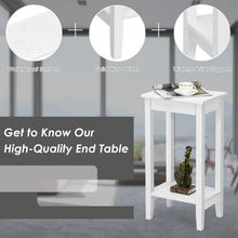 Load image into Gallery viewer, 2-Tier Nightstand End Side Wooden Legs Table for Bedroom-White
