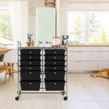 Load image into Gallery viewer, 12 Drawers Rolling Cart Storage Scrapbook Paper Organizer Bins-Black
