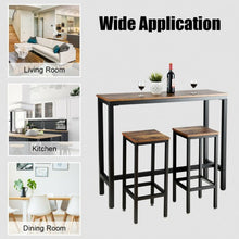Load image into Gallery viewer, 3 Pieces Bar Table Counter Breakfast Bar Dining Table with Stools-Brown
