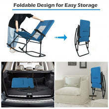Load image into Gallery viewer, Foldable Rocking Padded Portable Camping Chair with Backrest and Armrest -Blue
