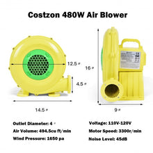 Load image into Gallery viewer, 480 W 0.64 HP Air Blower Pump Fan for Inflatable Bounce House
