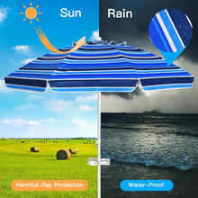 Load image into Gallery viewer, 7.2 FT Portable Outdoor Beach Umbrella with Sand Anchor and Tilt Mechanism for  Poolside and Garden-Navy
