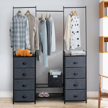 Load image into Gallery viewer, 8 Drawer Fabric Dresser with Rack Multifunctional Storage Tower Metal

