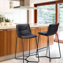 Load image into Gallery viewer, Set of 2 PU Leather Bar Stools Pub Chairs with Metal Legs
