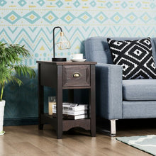 Load image into Gallery viewer, Contemporary Chair Side End Table Compact Table with Drawer Nightstand-Coffee
