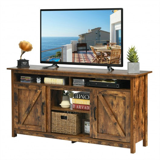 60”Industrial TV Stand Entertainment Center with Shelve and Cabinet-Brown