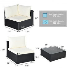 Load image into Gallery viewer, 7-Piece Outdoor Wicker Patio Sofa Set with 2 Pillows and Cushions-Beige
