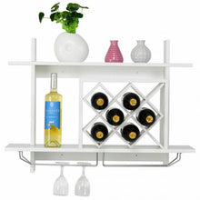 Load image into Gallery viewer, Wall Mount Wine Rack w/ Glass Holder &amp; Storage Shelf
