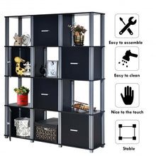 Load image into Gallery viewer, 4-Tier Storage Shelf Display Bookcase with 6 Doors-Black
