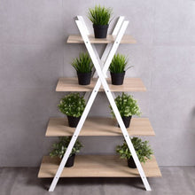 Load image into Gallery viewer, X-Shape 4-Tier Display Shelf Rack Potting Ladder-White
