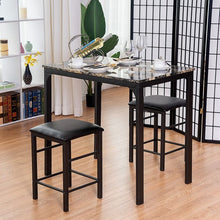 Load image into Gallery viewer, 3 Piece Counter Height Dining Set Faux Marble Table
