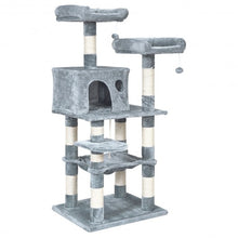 Load image into Gallery viewer, 55&quot; Multi-Level Kitten Activity Tower with Hammock-Light Gray
