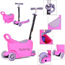 Load image into Gallery viewer, 3 in 1 Storage Kids Kick Wheel Scooter w/ Adjust Handle Bar-Pink
