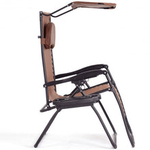 Load image into Gallery viewer, Folding Recliner Lounge Chair with Shade Canopy Cup Holder-Coffee
