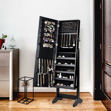 Load image into Gallery viewer, Jewelry Cabinet Stand Mirror Armoire with Large Storage Box-Black
