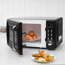 Load image into Gallery viewer, 700W Glass Turntable Retro Countertop Microwave Oven-Black
