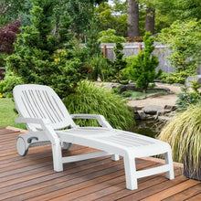 Load image into Gallery viewer, Adjustable Patio Sun Lounger with Weather Resistant Wheels-White
