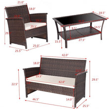 Load image into Gallery viewer, 4 Pcs Outdoor Patio Rattan Furniture Wicker Sofa Set
