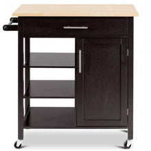 Load image into Gallery viewer, 4-Tier Rolling Wood Kitchen Trolley Island Storage Cabinet
