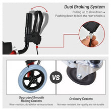 Load image into Gallery viewer, Folding Auxiliary Walker Rollator with Brakes Flip-Up Seat Bag Multifunction-Red
