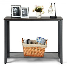 Load image into Gallery viewer, Metal Frame Wood  Console Sofa Table with Storage Shelf-Black
