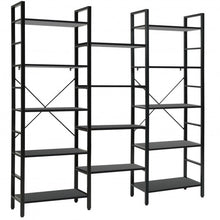 Load image into Gallery viewer, Vintage Triple Wide 5-Tier Bookcase Large Bookshelf Display Storage Shelf-Black
