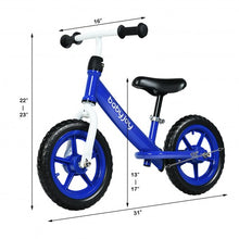 Load image into Gallery viewer, 12&quot; Kids Balance No-Pedal Ride Pre Learn Bike with Adjustable Seat-Blue
