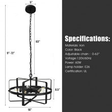 Load image into Gallery viewer, 5-Light Metal Drum Shape Industrial Pendant Light
