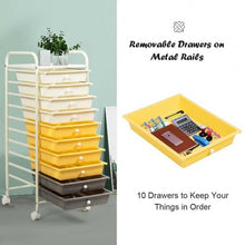 Load image into Gallery viewer, 10 Drawer Rolling Storage Cart Organizer-Yellow

