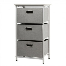 Load image into Gallery viewer, 3-Drawer Fabric Dresser Storage Tower Vertical Foldable Pull Bins-White
