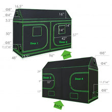 Load image into Gallery viewer, 96&quot;x48&quot;x72&quot; Mylar Hydroponic Grow Tent Roof Cube w/Observation Window and Tray
