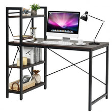 Load image into Gallery viewer, 4 Tier Storage Shelves Computer Desk-Brown
